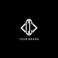 CC initial monogram with rhombus shape logo design vector