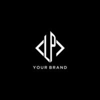 LP initial monogram with rhombus shape logo design vector