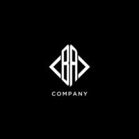 BA initial monogram with rhombus shape logo design vector