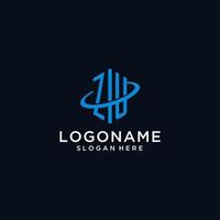 ZU initial monogram logo with hexagonal shape and swoosh design vector
