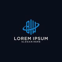 BM initial monogram logo with hexagonal shape and swoosh design vector