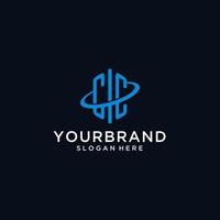 CC initial monogram logo with hexagonal shape and swoosh design vector