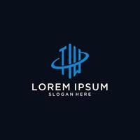 TM initial monogram logo with hexagonal shape and swoosh design vector