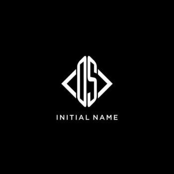 OS initial monogram with rhombus shape logo design vector