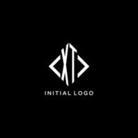 XT initial monogram with rhombus shape logo design vector