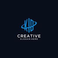 KD initial monogram logo with hexagonal shape and swoosh design vector