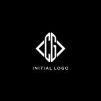 monograma inicial cg con diseño de logotipo en forma de rombo vector
