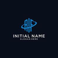 RF initial monogram logo with hexagonal shape and swoosh design vector