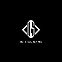 DS initial monogram with rhombus shape logo design vector