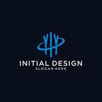 YY initial monogram logo with hexagonal shape and swoosh design vector