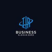 IR initial monogram logo with hexagonal shape and swoosh design vector