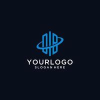 DB initial monogram logo with hexagonal shape and swoosh design vector