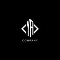 YA initial monogram with rhombus shape logo design vector