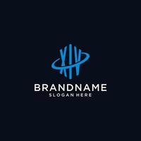 XV initial monogram logo with hexagonal shape and swoosh design vector