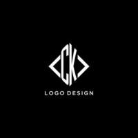 monograma inicial ck con diseño de logotipo en forma de rombo vector