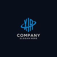 XA initial monogram logo with hexagonal shape and swoosh design vector