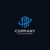 YN initial monogram logo with hexagonal shape and swoosh design vector