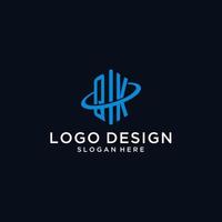 QK initial monogram logo with hexagonal shape and swoosh design vector