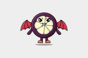 personaje de mangostán de dibujos animados de mascota linda drácula vector