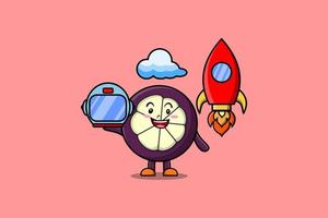 Cute mascot cartoon character Mangosteen astronaut vector