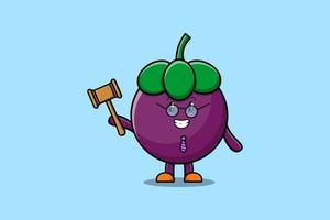 Cute cartoon character wise judge Mangosteen vector