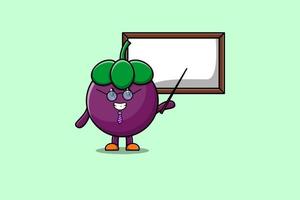 Cute cartoon Mangosteen teaching with whiteboard vector