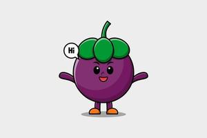 Cute cartoon Mangosteen with happy expression vector