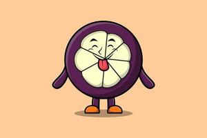 Cute cartoon Mangosteen with flashy expression vector