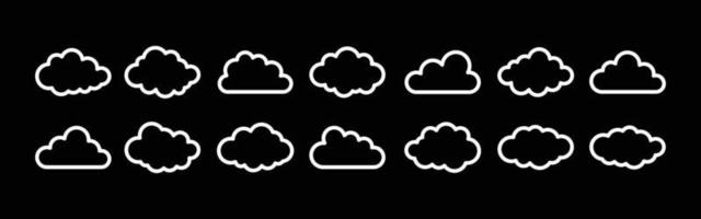 conjunto de forma de nube simple en la ilustración de esquema para el elemento de diseño vector