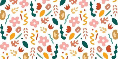 Abstract floral pattern design. Trendy shape for background in retro style. Cute naive flower in nature theme vector