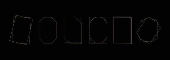 Set of golden line art for copy space template. Luxury design ornament in art deco style vector