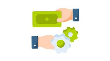 Compensation animated flat color icon isolated on white background. 4k video motion graphic animation to business, finance, industry, economy, company, apps, web and all project