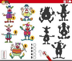 shadows game with cartoon clowns or comedian characters vector