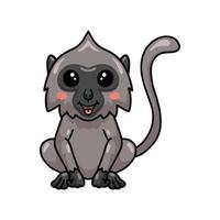 Cute little grey langur monkey cartoon vector