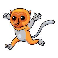 Cute little proboscis monkey cartoon running vector