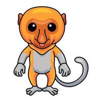 Cute little proboscis monkey cartoon standing vector