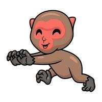 Cute little japanese macaque cartoon running vector