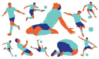 Football soccer player in action isolated background. Flat vector illustration.