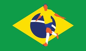 Football soccer player in action isolated background. Flat vector illustration.