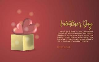 Box suprize love balloons happy valentines day , template illustration website background celebration isolated , greeting gift happy sale