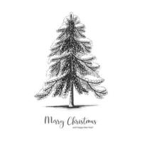 Hand draw sketch christmas tree winter holiday card background vector