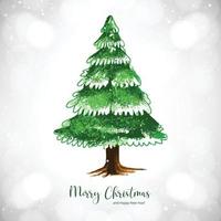 Artistic beautiful christmas line tree card on white background vector