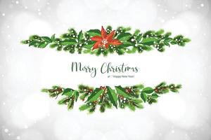 Decorated christmas wreath holiday card background vector