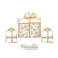 Hand draw christmas gifts sketch set design vector