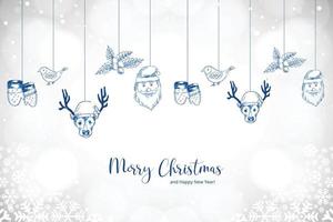 hermosos elementos decorativos de navidad bosquejo fondo de tarjeta de vacaciones vector