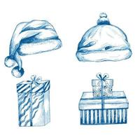 dibujar a mano elementos decorativos de navidad sketch set design vector