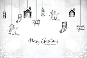 Beautiful decorative christmas elements sketch holiday card background vector