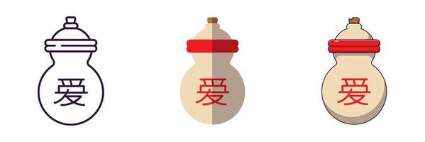 Chinese New Year concept. Collection of line, flat and cartoon illustrations of jar for stores, shops, web sites, design, apps vector