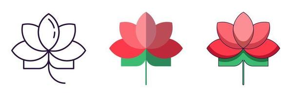 Chinese New Year concept. Collection of line, flat and cartoon illustrations of lotus for stores, shops, web sites, design, apps vector