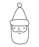 Santa Claus face beard moustache happy xmas christmas new year outline thin line vector icon black on white background